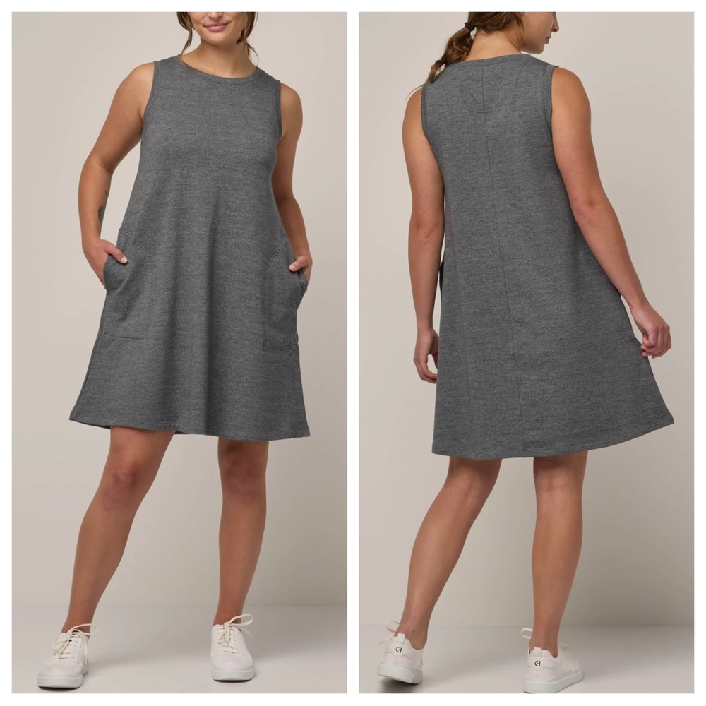 Wool& Sierra Charcoal Heather Gray Merino Wool Sleeveless Dress